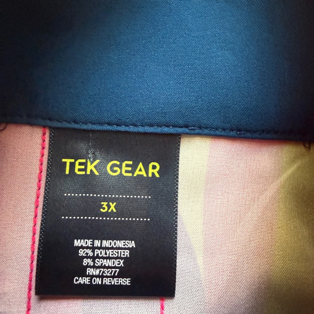 Tek Gear Womens 3X Track Jacket Pink Blue Abstract Geometric Full Zip Mock Neck - Picture 4 of 9